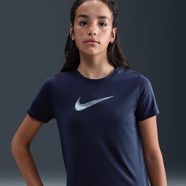 Nike One Classic Girls' Short-Sleeve Top - Blue - Sustainable Materials