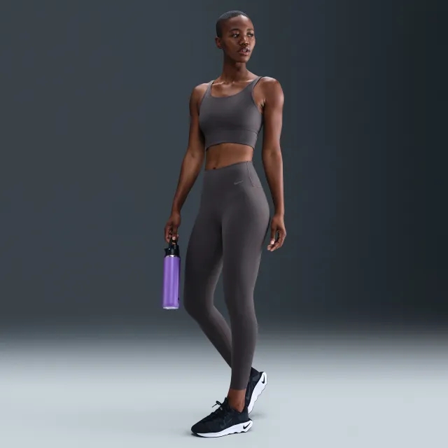 Nike Zenvy Rib Women's High-Waisted 7/8 Leggings - Grey - Recycled Nylon Minimum