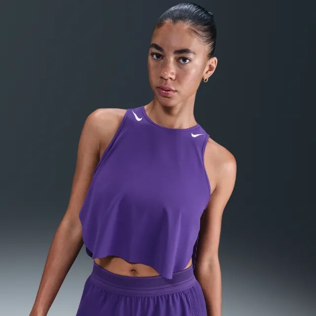 Nike AeroSwift Women's Dri-FIT ADV Cropped Running Tank Top - Purple - Recycled Polyester Minimum