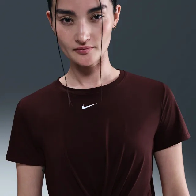 Nike One Classic Women's Dri-FIT Twist Short-Sleeve Top - Red - Sustainable Materials