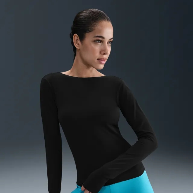 Nike Zenvy Women's Dri-FIT Long-Sleeve Top - Black - Sustainable Materials