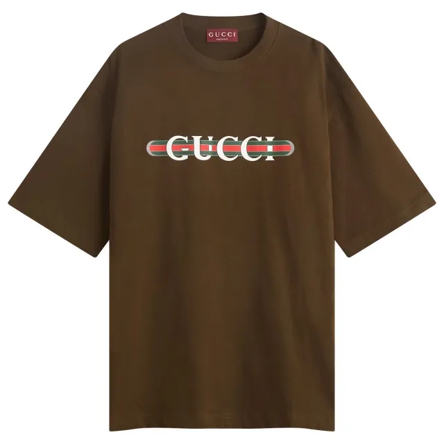 Gucci Men's Interlocking Logo Heavy Cotton T-Shirt Brown