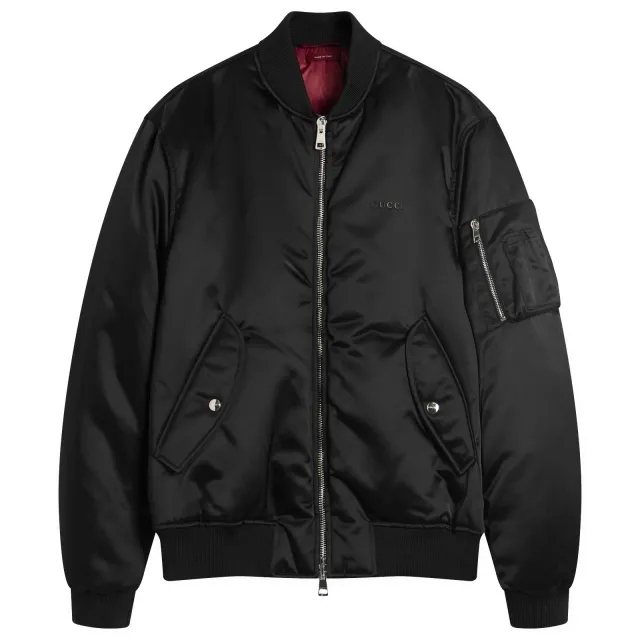 Gucci Men's Heavy Nylon Canvas Bomber Black