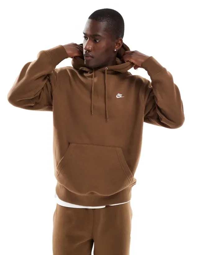 Nike Club Hoodie In Brown