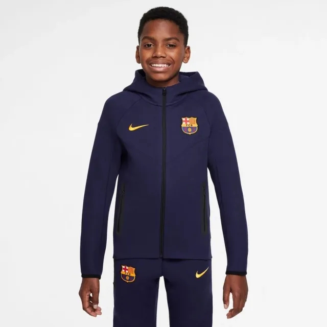 Barcelona Hoodie Nsw Tech Fleece Fz - Imperial Purple/Midwest Gold Kids - ['Purple']