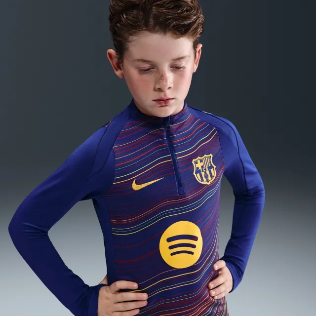 F.C. Barcelona Strike Home Older Kids' Nike Dri-FIT Football Pre-Match Drill Top - Blue - Polyester/Elastane