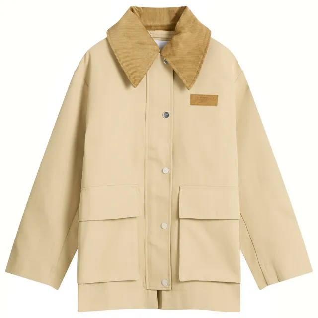 GANNI Women's Heavy Twill Midi Jacket Pale Khaki
