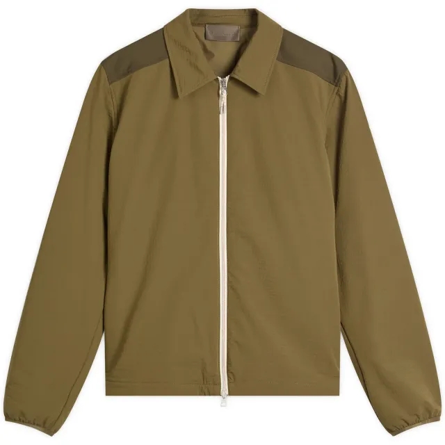 Moncler Men's Nylon Seersucker Shirt Green