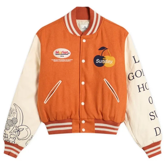 SUNDAYFRUITMARKET Women's Golden Hour Varsity Jacket Orange
