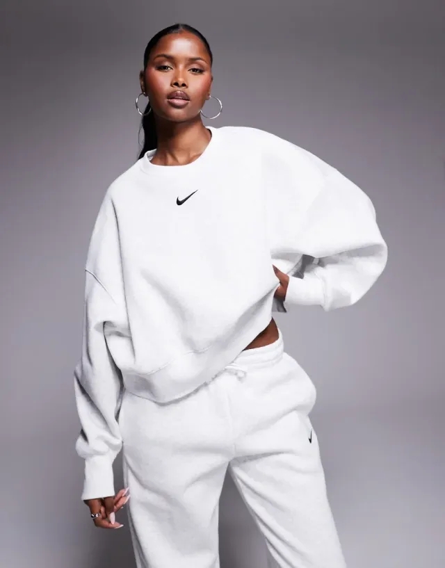 Nike Phoenix Fleece Over-Oversized Sweatshirt In Grey