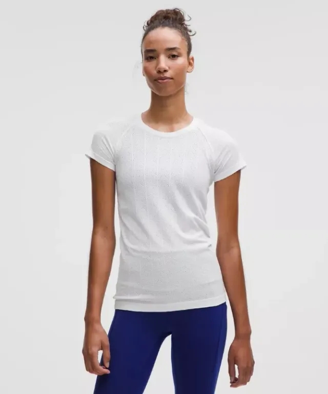 lululemon – Women's Swiftly Pointelle Short-Sleeve Shirt Hip Length – Color White – Size 0