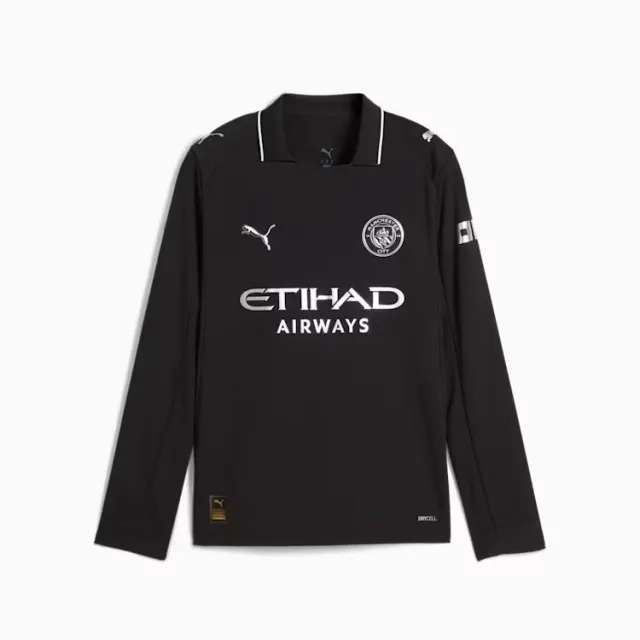 PUMA Manchester City 25/26 Long Sleeve Away Jersey Youth Shirt, Black