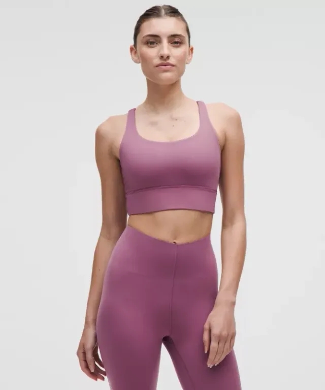 lululemon – Women's Energy Longline Sports Bra Medium Support, B-D Cups – Color Neon/Purple – Size 10