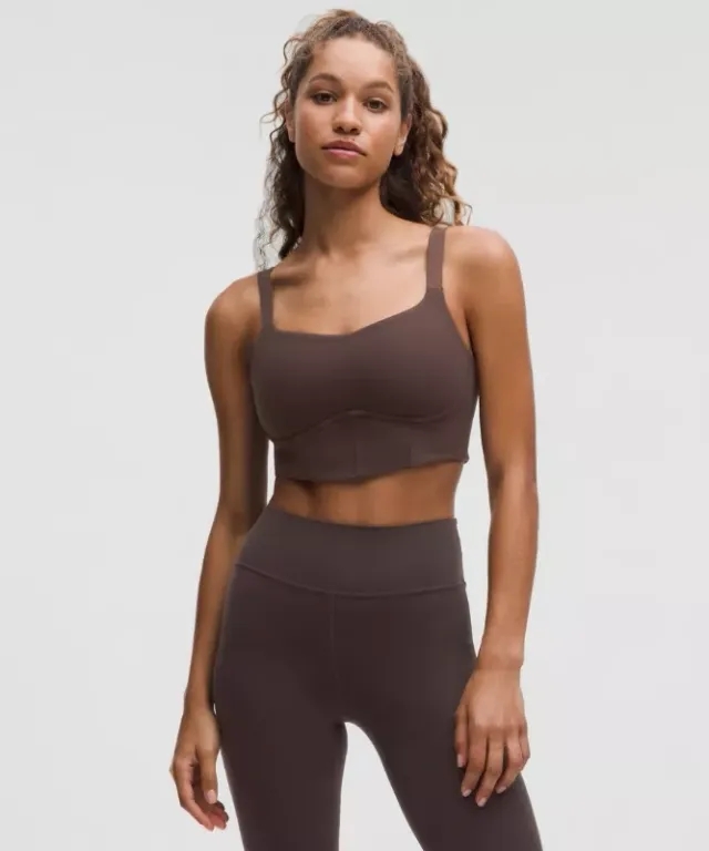 lululemon – Women's Everlux Corsetry Sports Bra Medium Support, A/B Cup – Color Brown – Size L