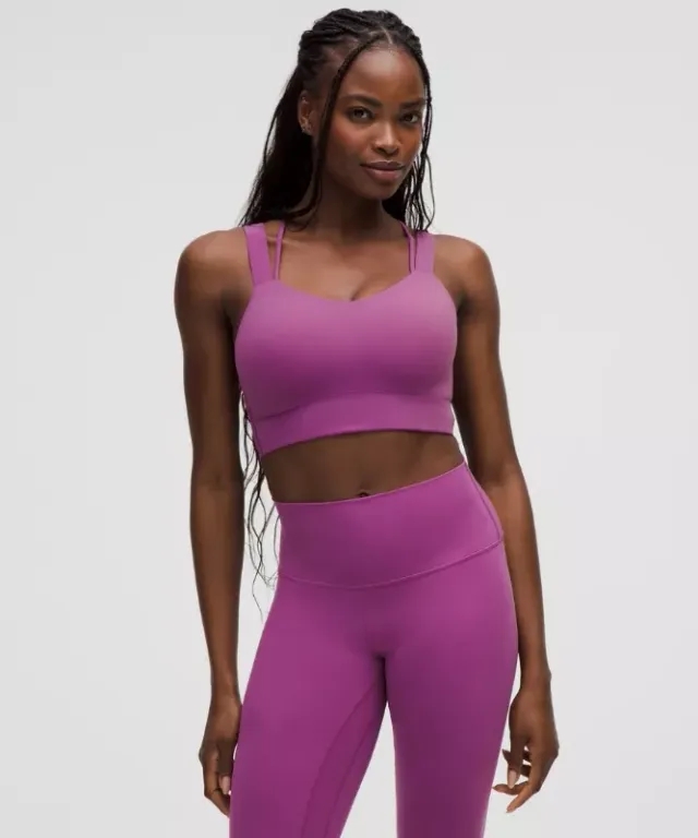 lululemon – Women's Like a Cloud Longline Sports Bra Light Support, D/DD Cup – Color Neon/Purple – Size 10