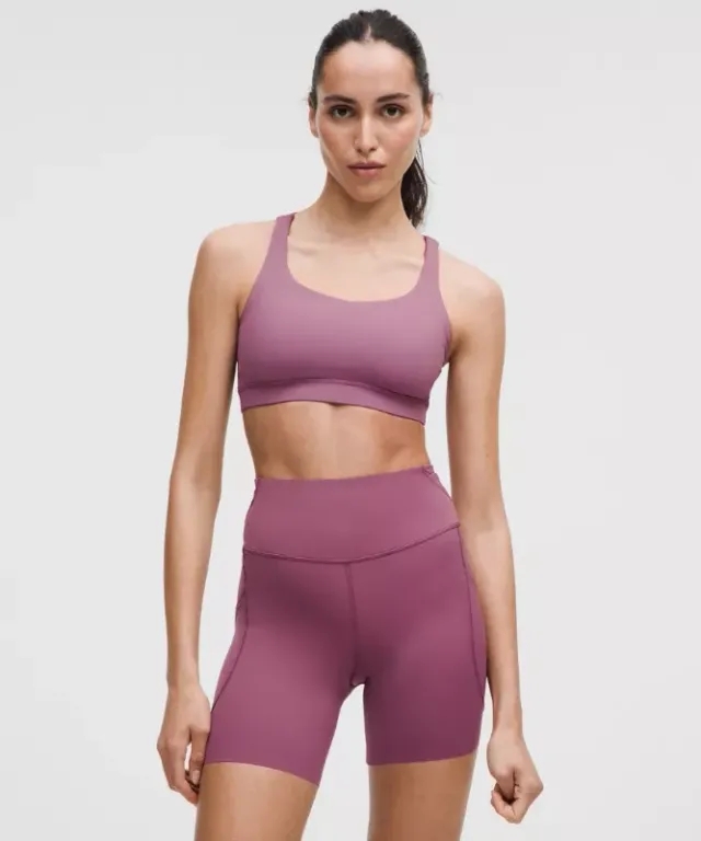 lululemon – Women's Energy Sports Bra Medium Support, B-D Cups – Color Neon/Purple – Size 10
