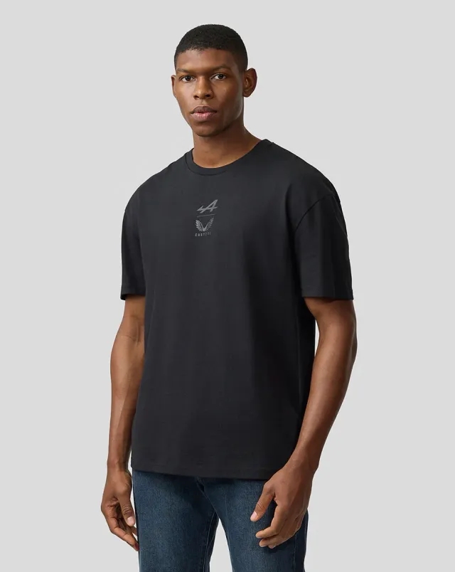 Castore Bwt Alpine Formula One Team Unisex Dual Brand Black On Black T-shirt