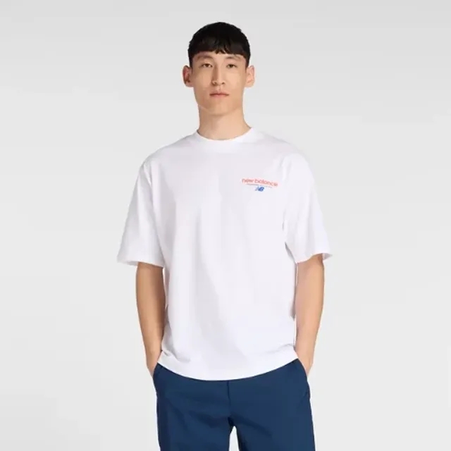 New Balance Men's OS Retro Running T-Shirt in White Cotton