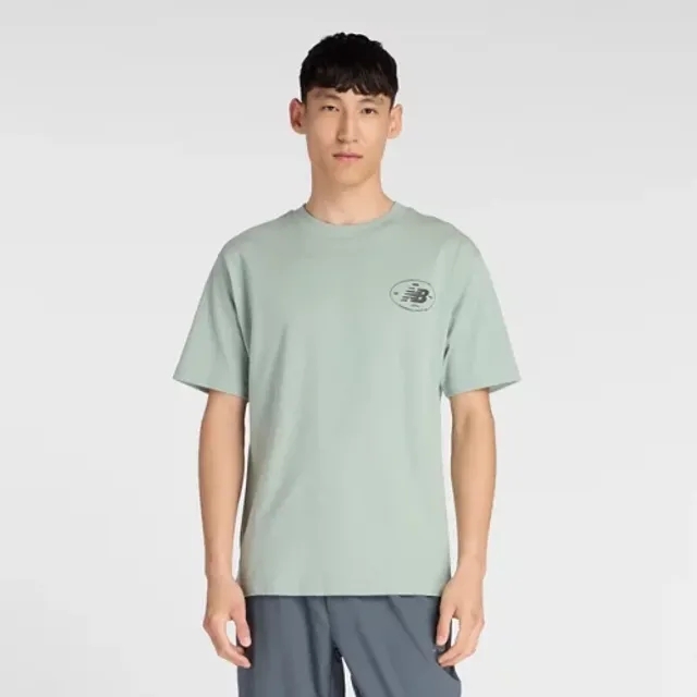 New Balance Men's Grainy T-Shirt in Green Cotton