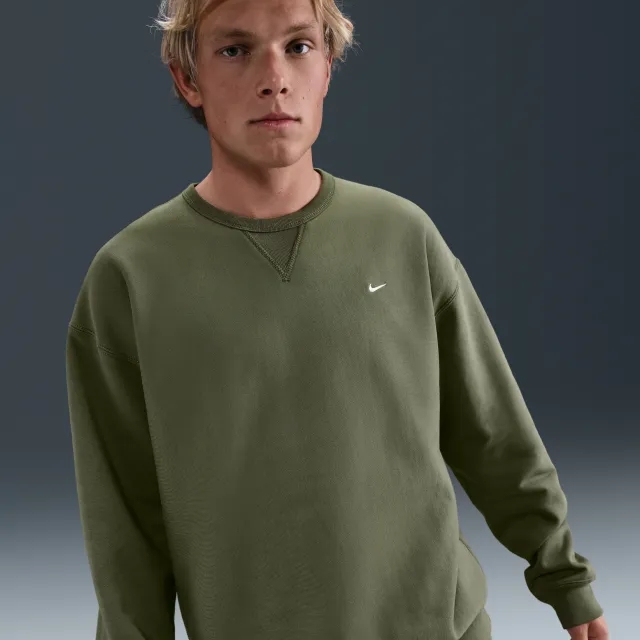 Nike Solo Swoosh Men's Fleece Crew - Green - Cotton/Polyester