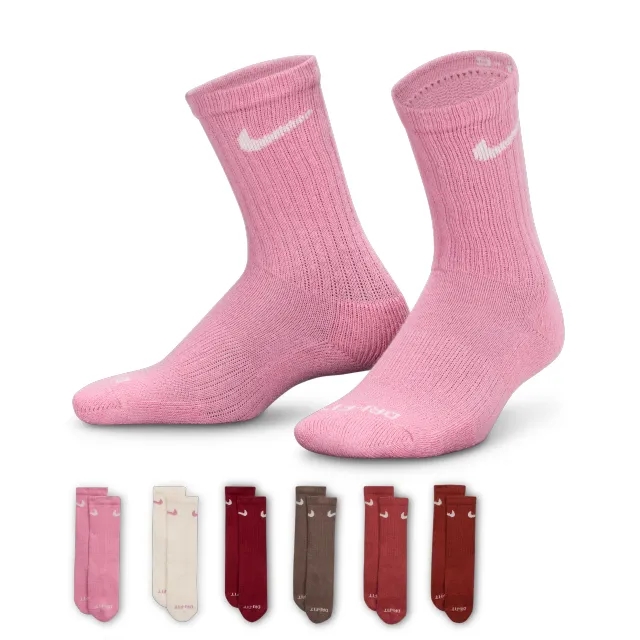 Nike Dri-FIT Performance Basics Younger Kids' Crew Socks (6 Pairs) - Pink