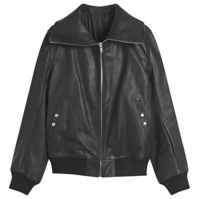 Rick Owens Men's Blixa Dracucollar Leather Bomber Black