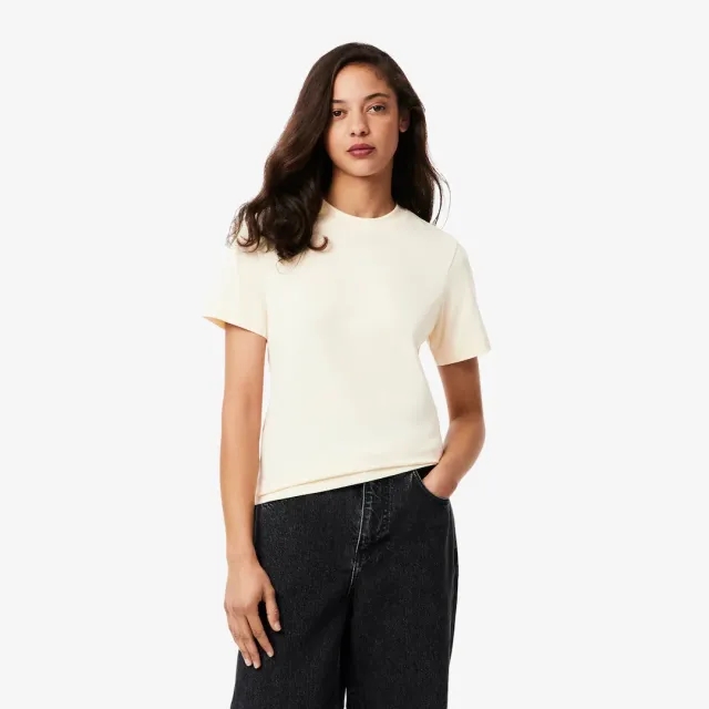 Lacoste Print Cotton T-shirt - Ecru White