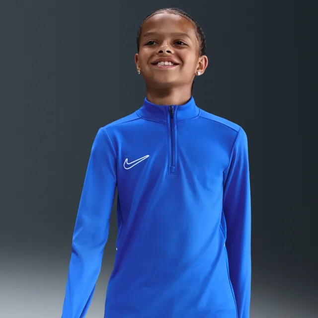 Nike Academy Older Kids' Dri-FIT Long-Sleeve 1/4-Zip Football Drill Top - Blue - Polyester