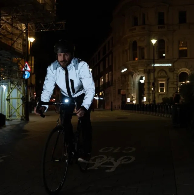 Men's City Commuter Reflective Cycling Jacket + Cycling Gloves Bundle