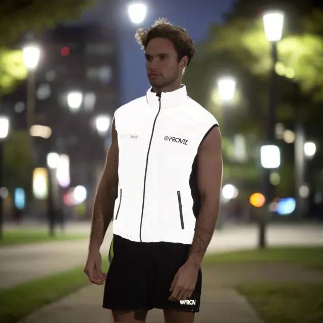 Men's Reflective Running Gilet + Chest Light Bundle