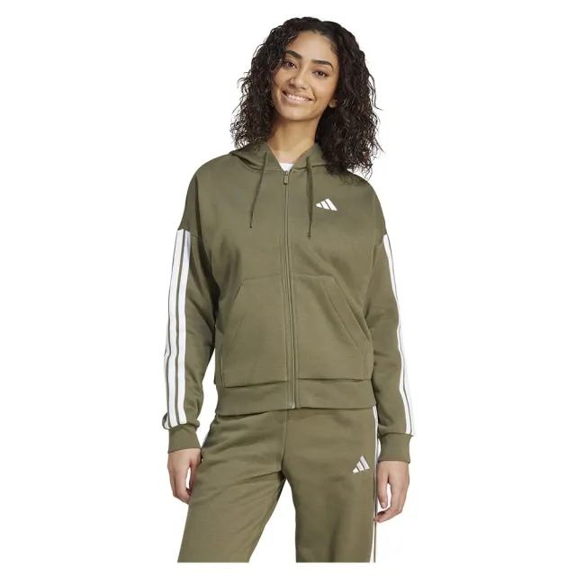 Adidas Essentials 3 Stripes Fleece Full Zip Sweatshirt