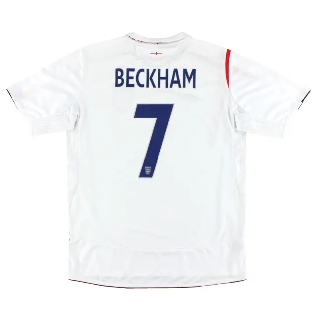 2005-07 England Umbro Home Shirt Beckham #7 L - England / Excellent 