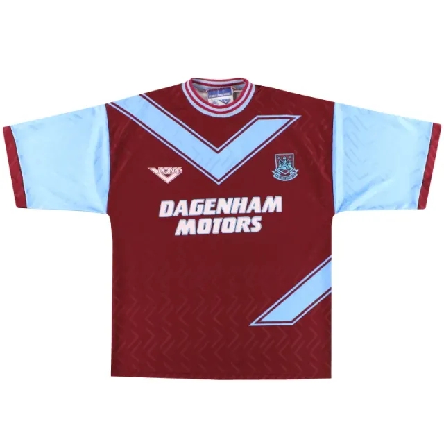 1993-95 West Ham Pony Home Shirt L - West Ham / Excellent 