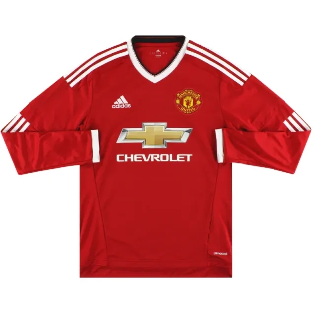 2015-16 Manchester United adidas Home Shirt L/S M - Manchester United / Excellent 