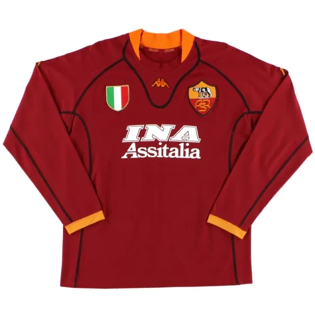 2001-02 Roma Kappa Home Shirt L/S *Mint* XXL - Roma / Mint 
