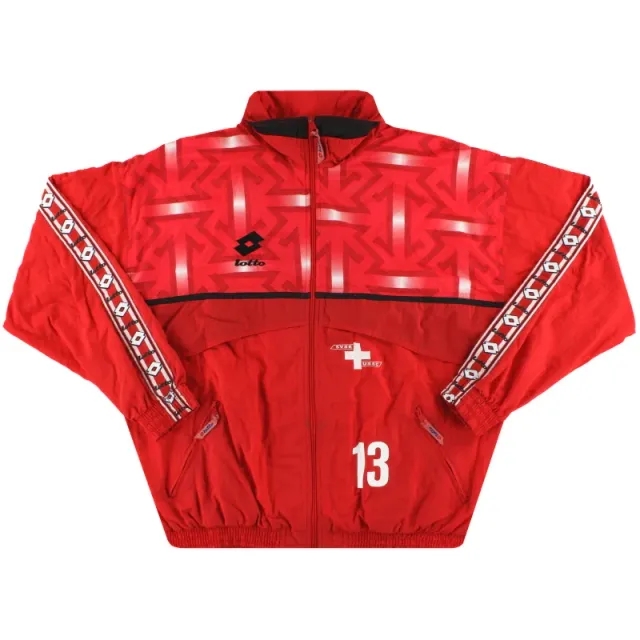 1992-93 Switzerland Lotto Player Issue Track Jacket #13 XXL - Switzerland / Excellent 