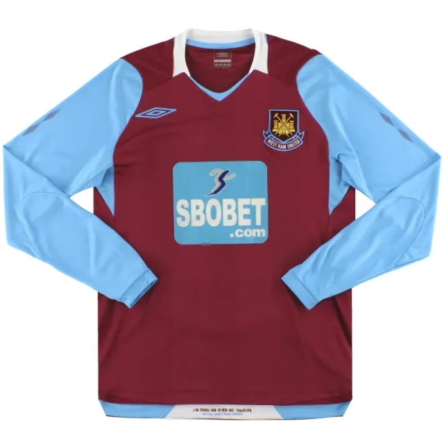 2008-09 West Ham Umbro Home Shirt L/S S - West Ham / Excellent 