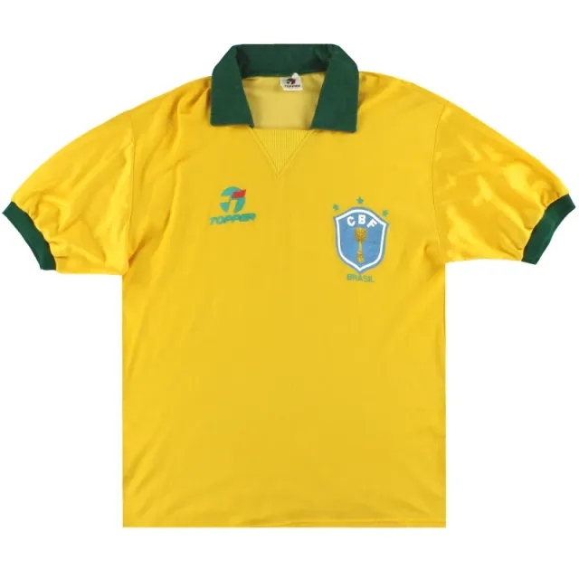 1988-91 Brazil Topper Home Shirt XL - Brazil / Excellent 