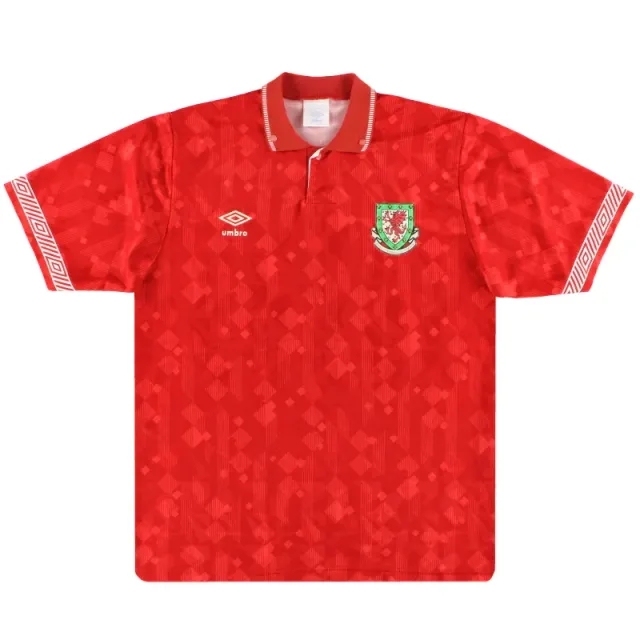 1990-92 Wales Umbro Home Shirt L - Wales / Excellent 