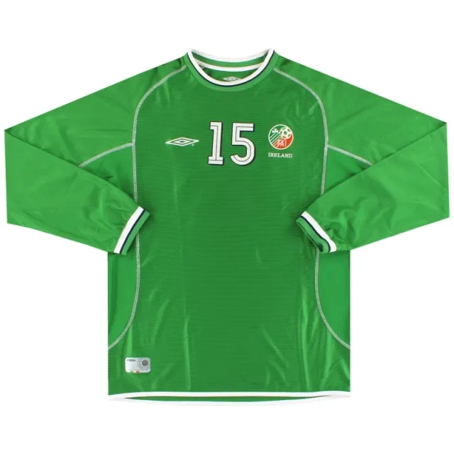 2001-02 Ireland Umnro Match Issue Home Shirt #15 L/S XL - Ireland / Excellent 