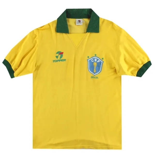 1988-91 Brazil Topper Home Shirt M - Brazil / Excellent 