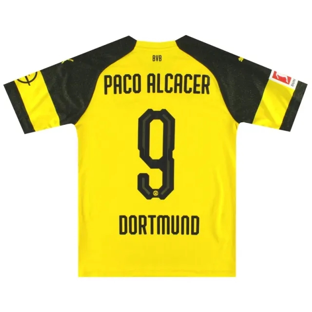 2018-19 Dortmund Puma Home Shirt Paco Alcacer #9 *Mint* S - Dortmund / Mint 