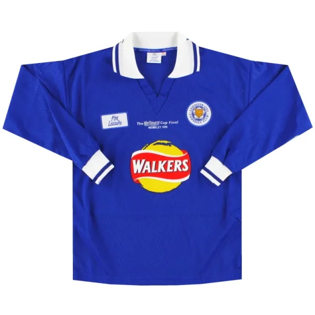1999 Leicester Fox Leisure 'Worthington Cup Final' Home Shirt L/S *Mint* S - Leicester City / Mint 