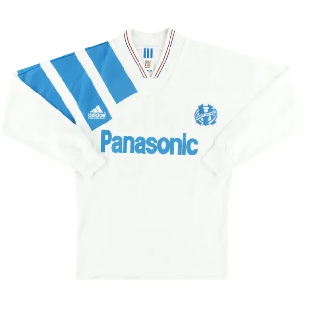 1991-92 Olympique Marseille adidas Home Shirt L/S S - Olympique Marseille / Very good 
