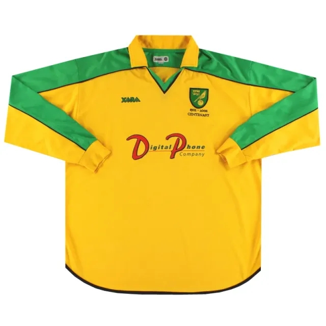 2001-03 Norwich City Centenary Home Shirt L/S XXL - Norwich City / Excellent 