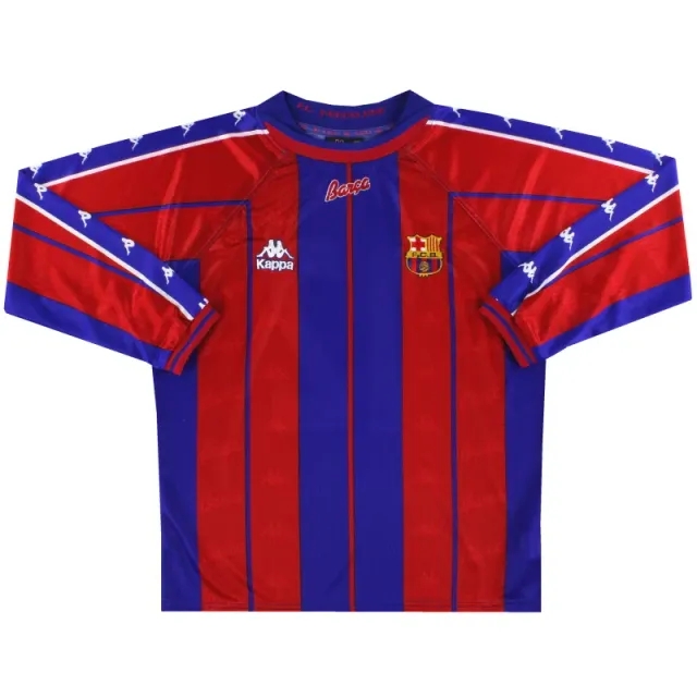 1997-98 Barcelona Kappa Match Issue Home Shirt L/S #12 S - Barcelona / Excellent 