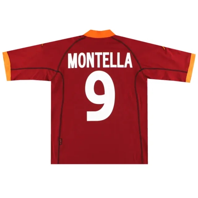 2001-02 Roma Kappa Home Shirt Montella #9 *As New* XXL - Roma / As New 