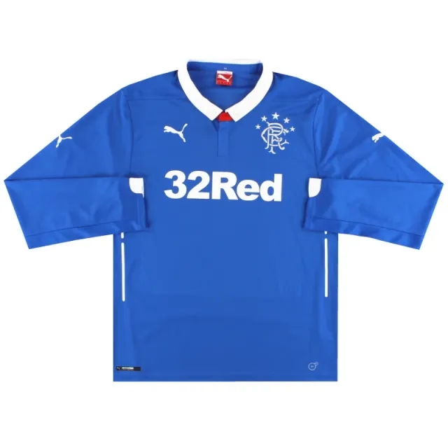 2014-15 Rangers Puma Home Shirt L/S L - Rangers / Excellent 