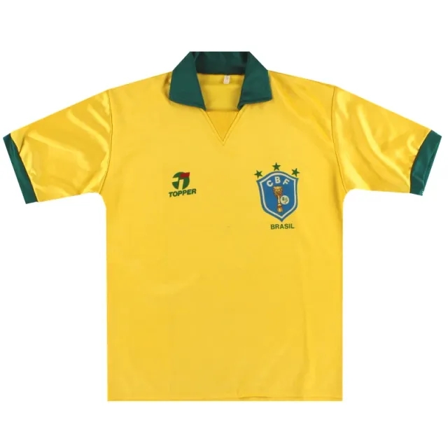1988-91 Brazil Topper Home Shirt L - Brazil / Excellent 