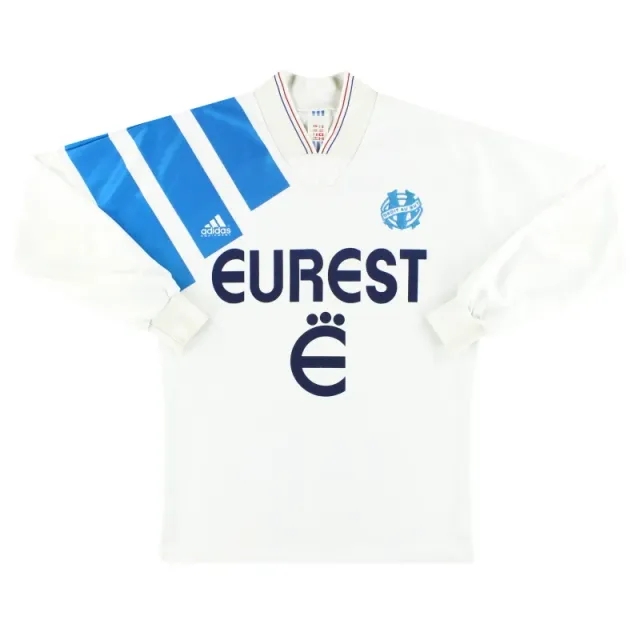 1993-94 Olympique Marseille adidas Home Shirt L/S S - Olympique Marseille / Excellent 